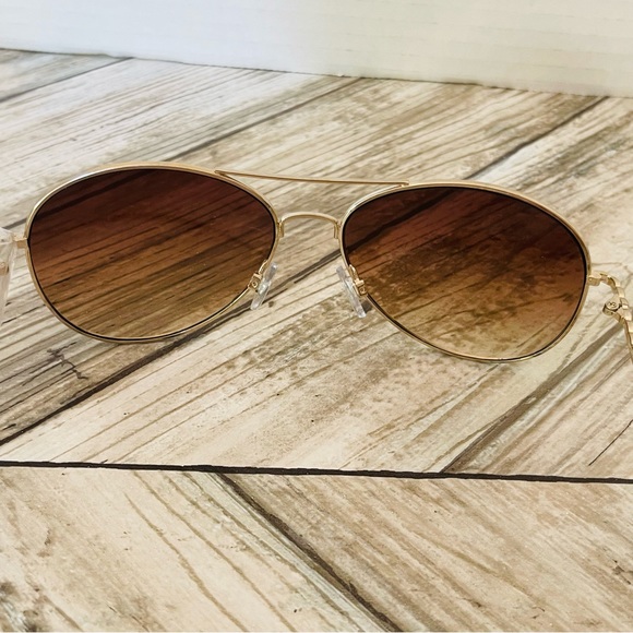 Brown and Gold Aviator Sunglasses - Picture 5 of 6